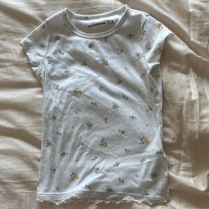 Abercrombie Kids Floral Short Sleeve Tee - White and Yellow